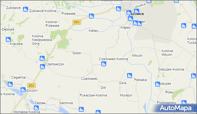 mapa Czartowiec-Kolonia, Czartowiec-Kolonia na mapie Targeo