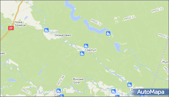 mapa Czechyń, Czechyń na mapie Targeo