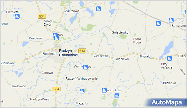 mapa Czeczewo gmina Radzyń Chełmiński, Czeczewo gmina Radzyń Chełmiński na mapie Targeo