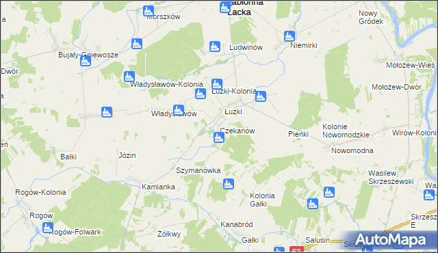 mapa Czekanów gmina Jabłonna Lacka, Czekanów gmina Jabłonna Lacka na mapie Targeo