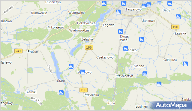 mapa Czekanowo gmina Wągrowiec, Czekanowo gmina Wągrowiec na mapie Targeo