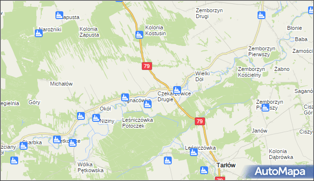 mapa Czekarzewice Drugie, Czekarzewice Drugie na mapie Targeo