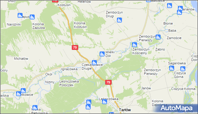 mapa Czekarzewice Pierwsze, Czekarzewice Pierwsze na mapie Targeo