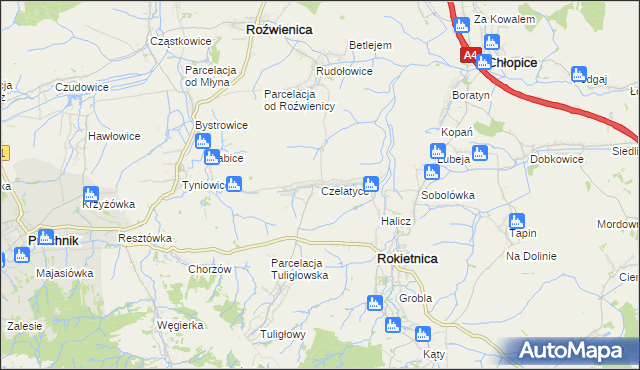 mapa Czelatyce, Czelatyce na mapie Targeo