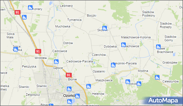 mapa Czerchów, Czerchów na mapie Targeo