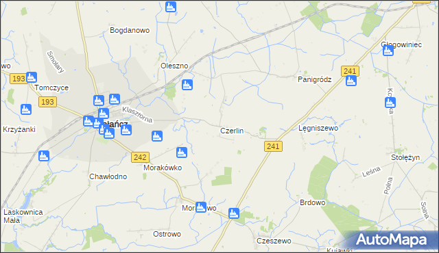 mapa Czerlin gmina Gołańcz, Czerlin gmina Gołańcz na mapie Targeo