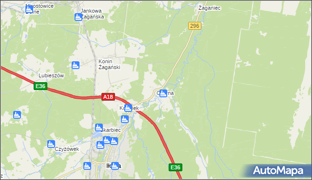 mapa Czerna gmina Iłowa, Czerna gmina Iłowa na mapie Targeo