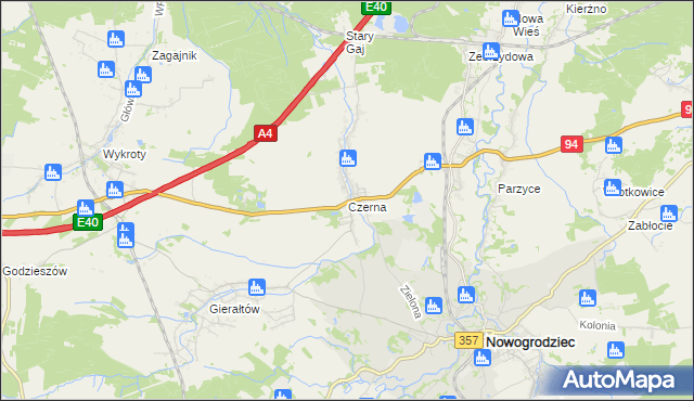 mapa Czerna gmina Nowogrodziec, Czerna gmina Nowogrodziec na mapie Targeo