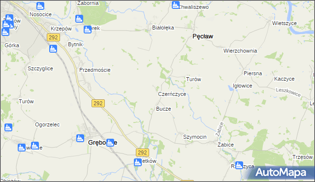 mapa Czerńczyce gmina Grębocice, Czerńczyce gmina Grębocice na mapie Targeo