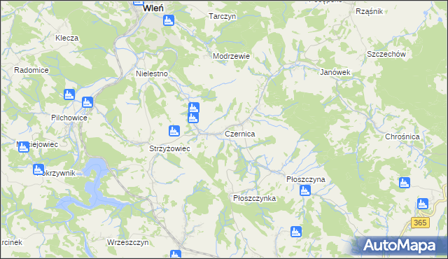 mapa Czernica gmina Jeżów Sudecki, Czernica gmina Jeżów Sudecki na mapie Targeo