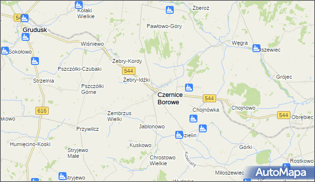 mapa Czernice Borowe, Czernice Borowe na mapie Targeo