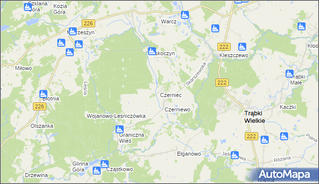 mapa Czerniec gmina Trąbki Wielkie, Czerniec gmina Trąbki Wielkie na mapie Targeo