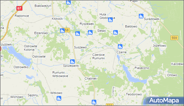 mapa Czerskie Rumunki, Czerskie Rumunki na mapie Targeo