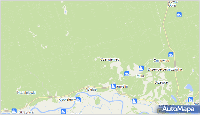 mapa Czerwieniec gmina Skwierzyna, Czerwieniec gmina Skwierzyna na mapie Targeo