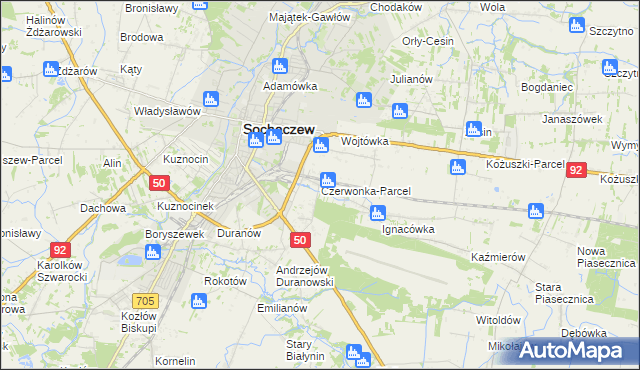 mapa Czerwonka-Parcel, Czerwonka-Parcel na mapie Targeo