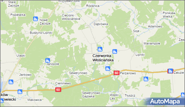 mapa Czerwonka Włościańska, Czerwonka Włościańska na mapie Targeo