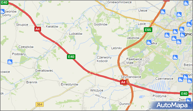 mapa Czerwony Kościół, Czerwony Kościół na mapie Targeo