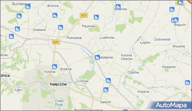 mapa Czesławice gmina Nałęczów, Czesławice gmina Nałęczów na mapie Targeo