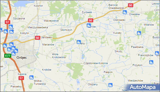 mapa Częstoniew, Częstoniew na mapie Targeo