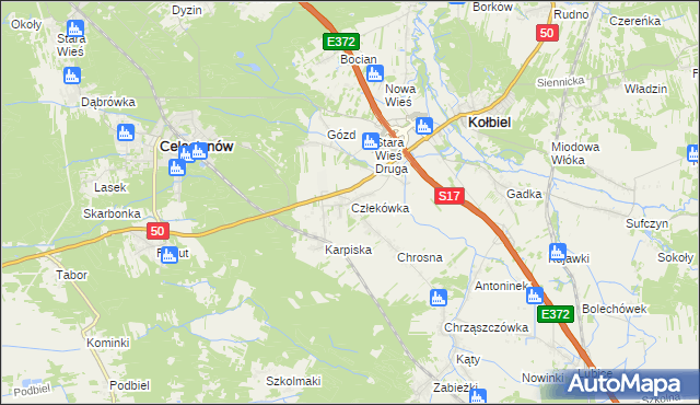 mapa Człekówka, Człekówka na mapie Targeo