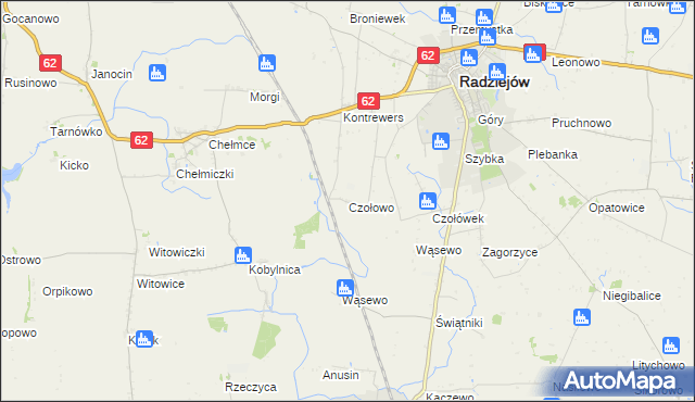 mapa Czołowo gmina Radziejów, Czołowo gmina Radziejów na mapie Targeo