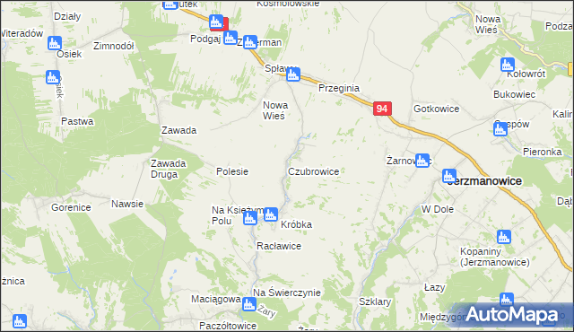 mapa Czubrowice, Czubrowice na mapie Targeo