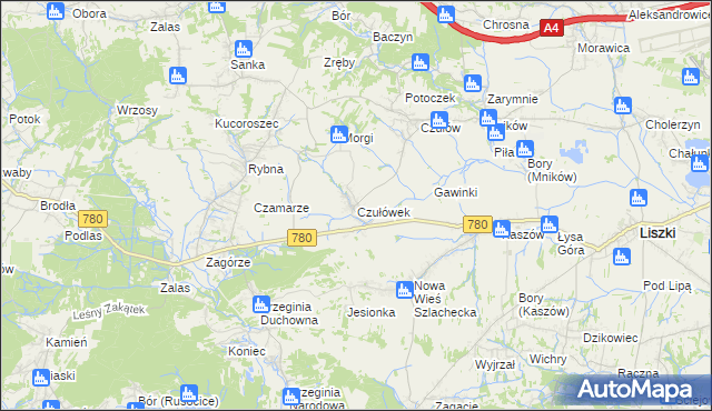 mapa Czułówek, Czułówek na mapie Targeo