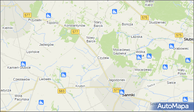 mapa Czyżew gmina Sanniki, Czyżew gmina Sanniki na mapie Targeo