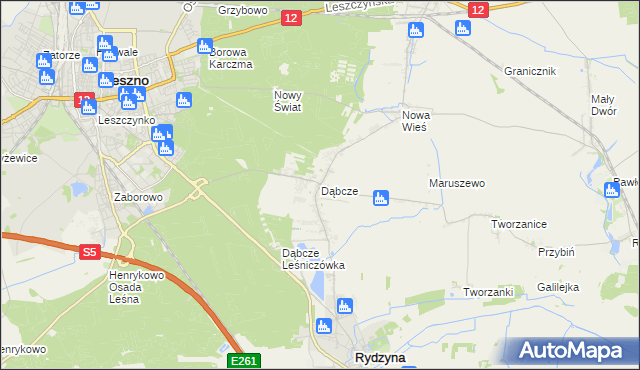 mapa Dąbcze, Dąbcze na mapie Targeo