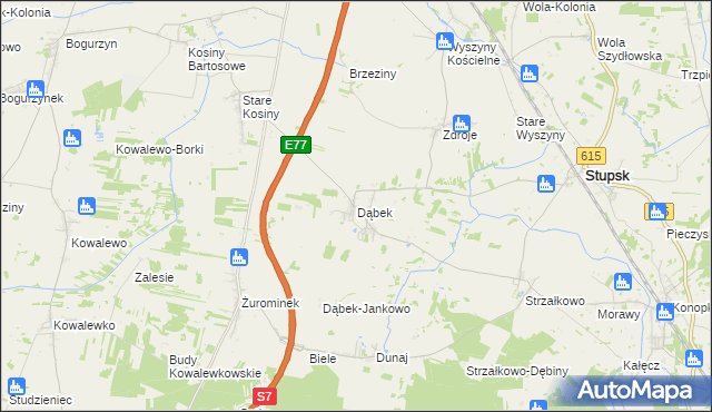 mapa Dąbek gmina Stupsk, Dąbek gmina Stupsk na mapie Targeo