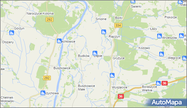 mapa Dąbie gmina Wińsko, Dąbie gmina Wińsko na mapie Targeo