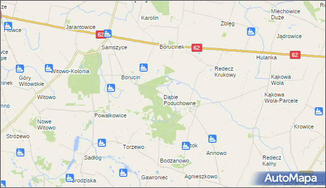 mapa Dąbie Poduchowne, Dąbie Poduchowne na mapie Targeo