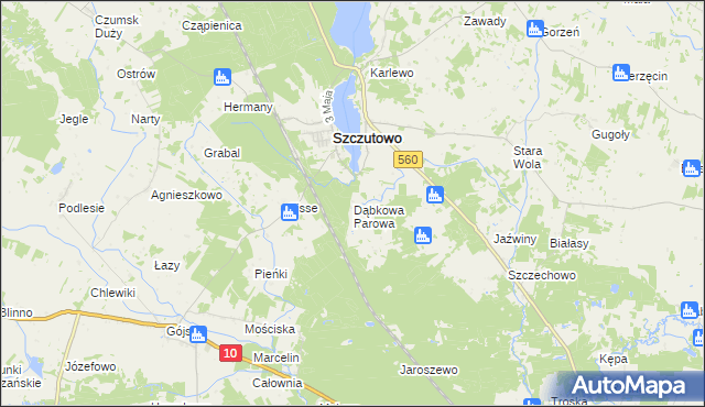 mapa Dąbkowa Parowa, Dąbkowa Parowa na mapie Targeo