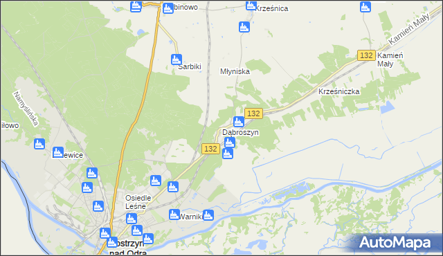 mapa Dąbroszyn gmina Witnica, Dąbroszyn gmina Witnica na mapie Targeo