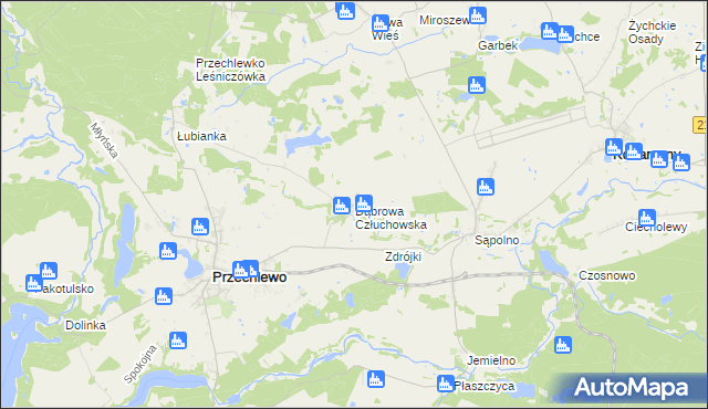 mapa Dąbrowa Człuchowska, Dąbrowa Człuchowska na mapie Targeo