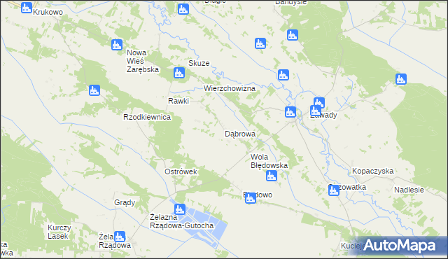 mapa Dąbrowa gmina Baranowo, Dąbrowa gmina Baranowo na mapie Targeo