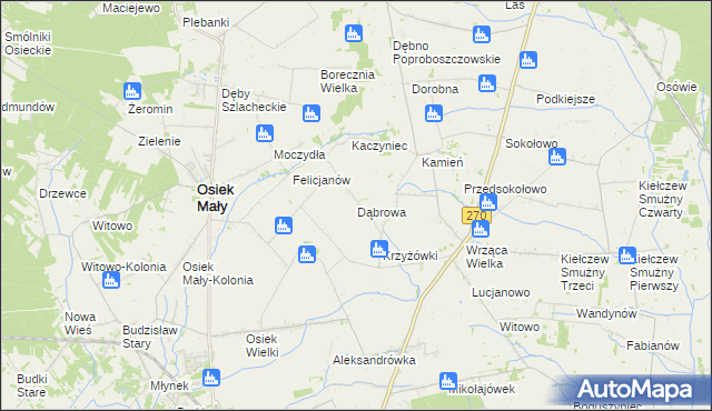 mapa Dąbrowa gmina Koło, Dąbrowa gmina Koło na mapie Targeo