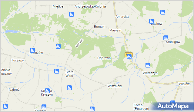 mapa Dąbrowa gmina Mircze, Dąbrowa gmina Mircze na mapie Targeo