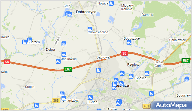 mapa Dąbrowa gmina Oleśnica, Dąbrowa gmina Oleśnica na mapie Targeo