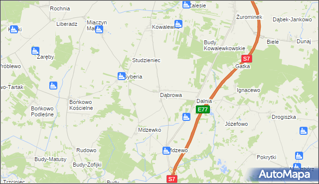 mapa Dąbrowa gmina Strzegowo, Dąbrowa gmina Strzegowo na mapie Targeo