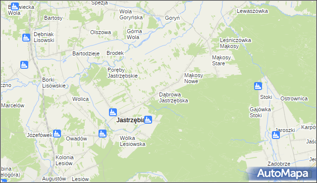 mapa Dąbrowa Jastrzębska, Dąbrowa Jastrzębska na mapie Targeo