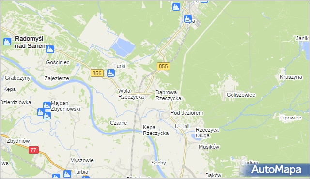mapa Dąbrowa Rzeczycka, Dąbrowa Rzeczycka na mapie Targeo