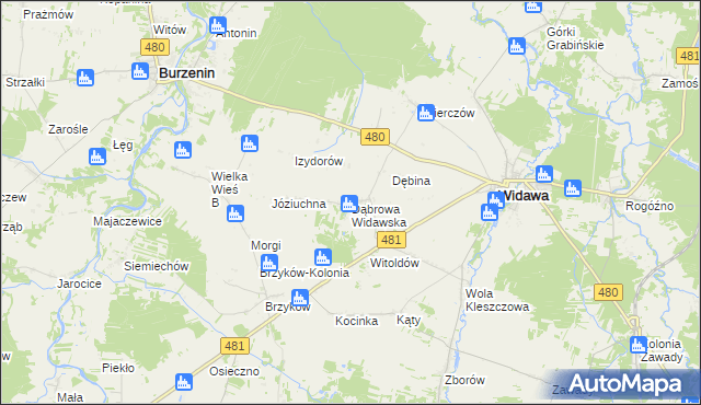 mapa Dąbrowa Widawska, Dąbrowa Widawska na mapie Targeo