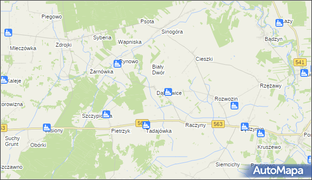 mapa Dąbrowice gmina Żuromin, Dąbrowice gmina Żuromin na mapie Targeo