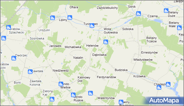 mapa Dąbrówka gmina Adamów, Dąbrówka gmina Adamów na mapie Targeo
