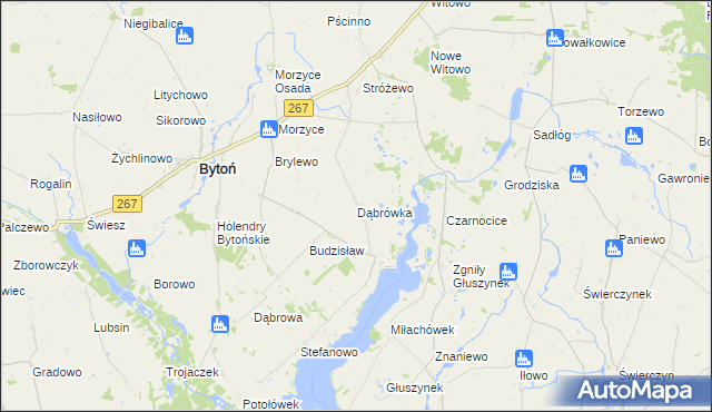 mapa Dąbrówka gmina Bytoń, Dąbrówka gmina Bytoń na mapie Targeo