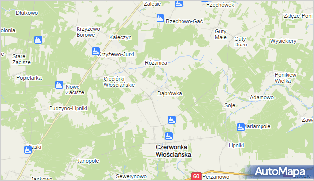 mapa Dąbrówka gmina Czerwonka, Dąbrówka gmina Czerwonka na mapie Targeo