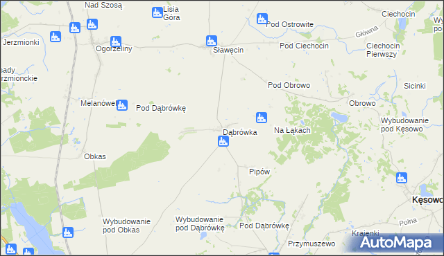 mapa Dąbrówka gmina Kamień Krajeński, Dąbrówka gmina Kamień Krajeński na mapie Targeo