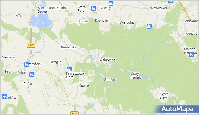 mapa Dąbrówka gmina Kamionka, Dąbrówka gmina Kamionka na mapie Targeo