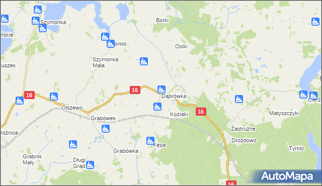 mapa Dąbrówka gmina Orzysz, Dąbrówka gmina Orzysz na mapie Targeo